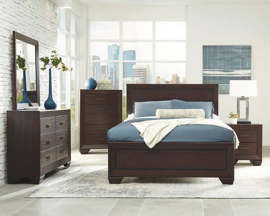 Kauffman California King, Eastren King, & Queen Panel Bed Dark Cocoa - Dream Home Furniture & Mattress (Waite Park, MN)