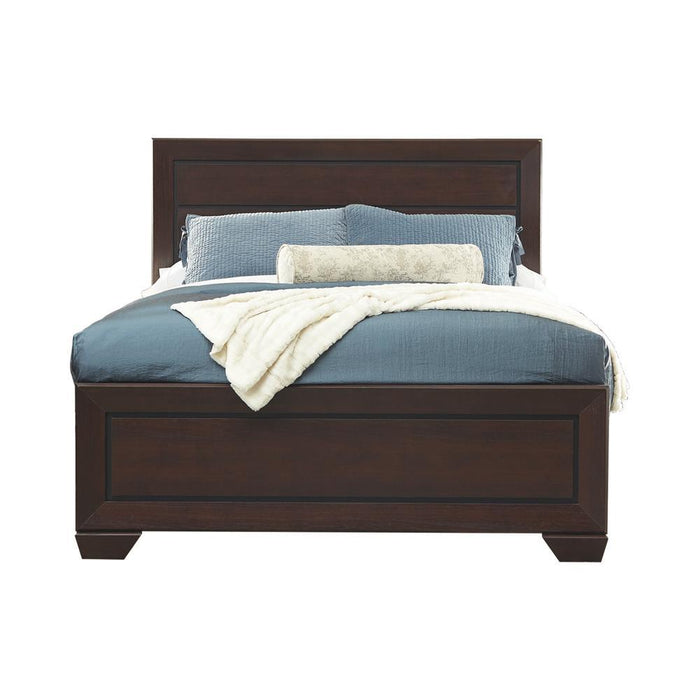 Kauffman California King, Eastren King, & Queen Panel Bed Dark Cocoa - Dream Home Furniture & Mattress (Waite Park, MN)