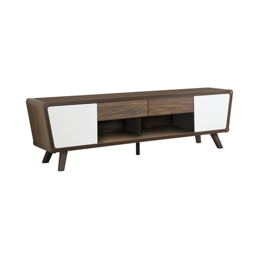 Alvin 2-drawer TV Console Dark Walnut and Glossy White - Dream Home Furniture & Mattress (Waite Park, MN)