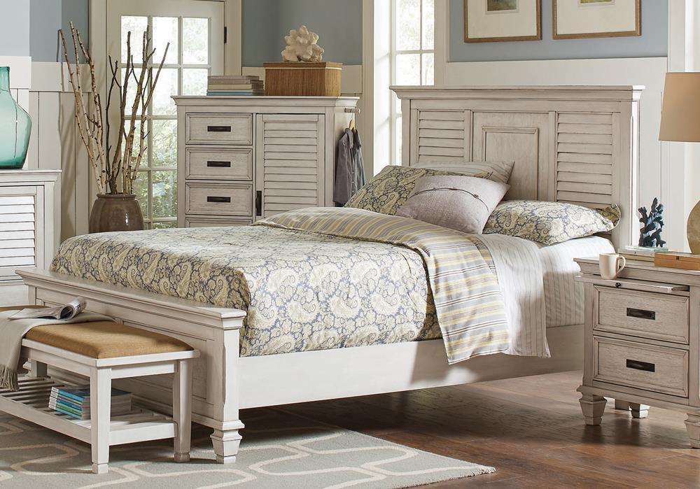 Franco Eastern King Panel Bed Antique White