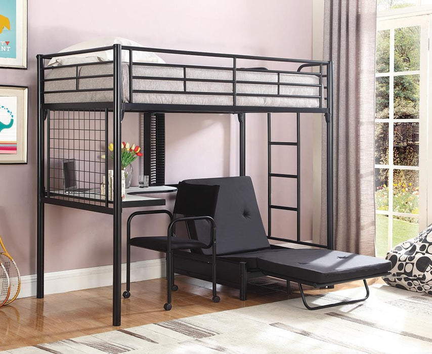 Jenner Twin Futon Workstation Loft Bed Black