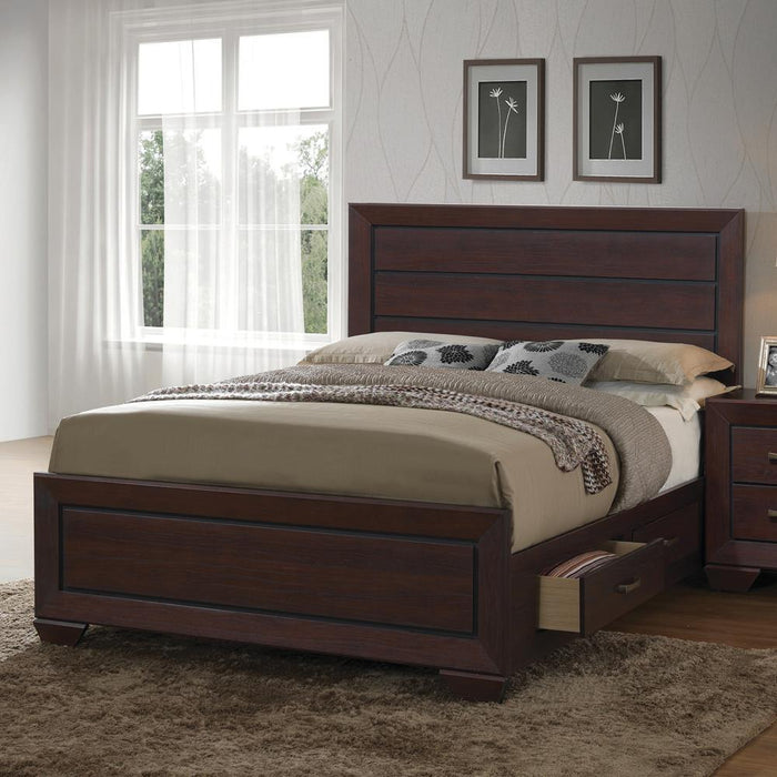 Kauffman California King, Eastren King, & Queen Panel Bed Dark Cocoa - Dream Home Furniture & Mattress (Waite Park, MN)