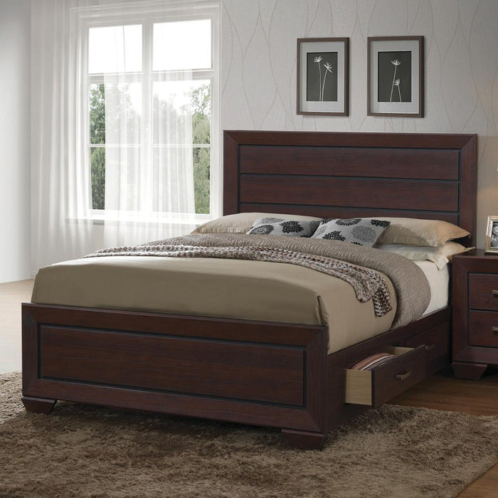 Kauffman California King, Eastren King, & Queen Panel Bed Dark Cocoa - Dream Home Furniture & Mattress (Waite Park, MN)