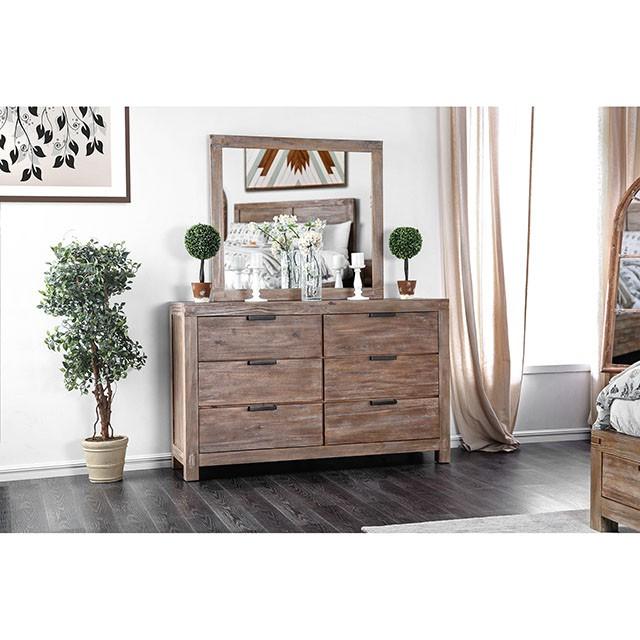 Wynton Weathered Light Oak Mirror - Dream Home Furniture & Mattress (Waite Park, MN)