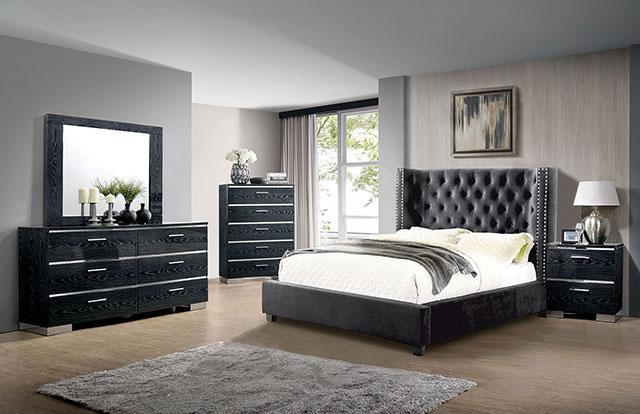 Cayla Cal.King, E.King, & Queen Bed Silver & Grey - Dream Home Furniture & Mattress (Waite Park, MN)