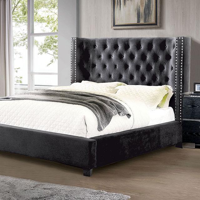 Cayla Cal.King, E.King, & Queen Bed Silver & Grey - Dream Home Furniture & Mattress (Waite Park, MN)