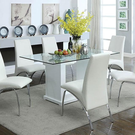 Eva White/Clear Dining Table - Dream Home Furniture & Mattress (Waite Park, MN)