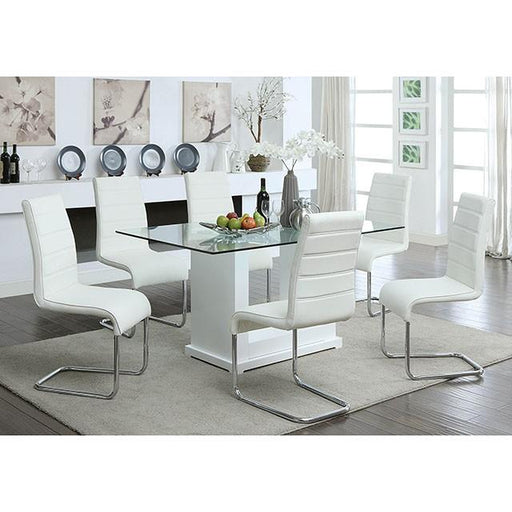 Eva White/Clear Dining Table - Dream Home Furniture & Mattress (Waite Park, MN)