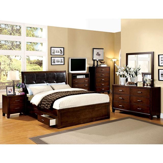 Enrico Full Queen Bed Brown, Black, & Cherry - Dream Home Furniture & Mattress (Waite Park, MN)