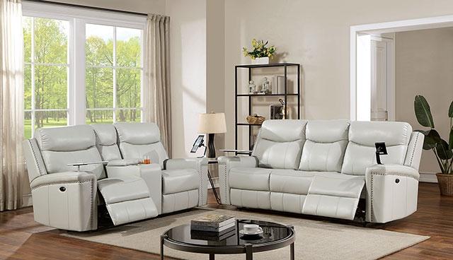 FLORINE Power Loveseat, Light Gray - Dream Home Furniture & Mattress (Waite Park, MN)