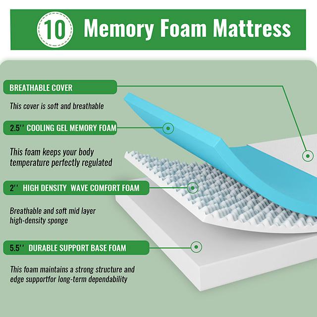 Coreopsis 10" Queen Memory Foam Wave Comfort - Dream Home Furniture & Mattress (Waite Park, MN)