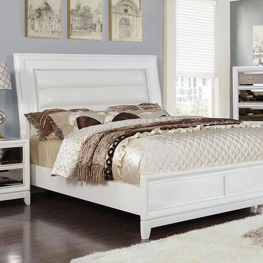 Golva E.King & Queen Bed White & Silver - Dream Home Furniture & Mattress (Waite Park, MN)