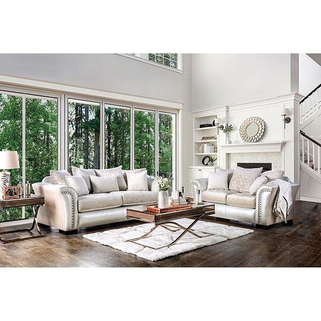 Benigno Love Seat Silver & Gray