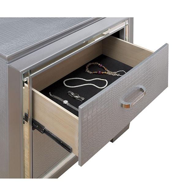 BELLANOVA Silver Night Stand - Dream Home Furniture & Mattress (Waite Park, MN)