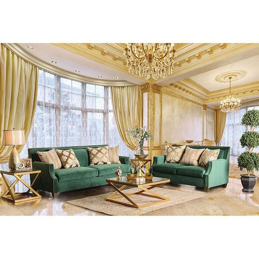 VERDANTE Emerald Green/Gold Sofa - Dream Home Furniture & Mattress (Waite Park, MN)