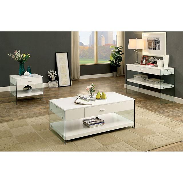 Raya White Sofa Table, White - Dream Home Furniture & Mattress (Waite Park, MN)