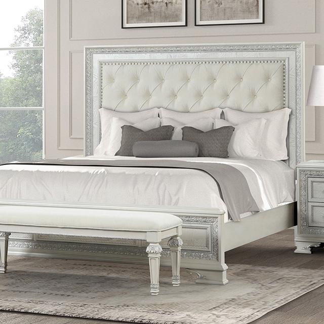 Stella Mia E.King & Queen Bed White & White - Dream Home Furniture & Mattress (Waite Park, MN)
