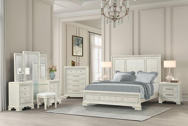 Stella Mia E.King & Queen Bed White & White - Dream Home Furniture & Mattress (Waite Park, MN)