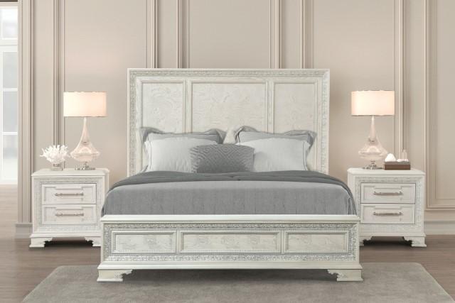 Stella Mia E.King & Queen Bed White & White - Dream Home Furniture & Mattress (Waite Park, MN)