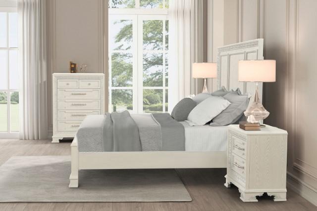Stella Mia E.King & Queen Bed White & White - Dream Home Furniture & Mattress (Waite Park, MN)