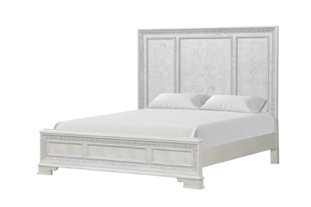 Stella Mia E.King & Queen Bed White & White - Dream Home Furniture & Mattress (Waite Park, MN)