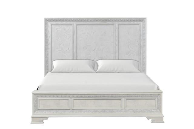 Stella Mia E.King & Queen Bed White & White - Dream Home Furniture & Mattress (Waite Park, MN)