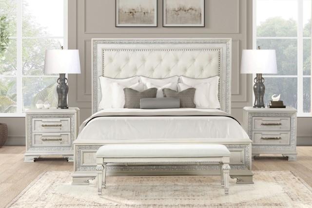 Stella Mia E.King & Queen Bed White & White - Dream Home Furniture & Mattress (Waite Park, MN)