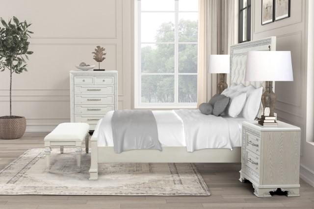 Stella Mia E.King & Queen Bed White & White - Dream Home Furniture & Mattress (Waite Park, MN)