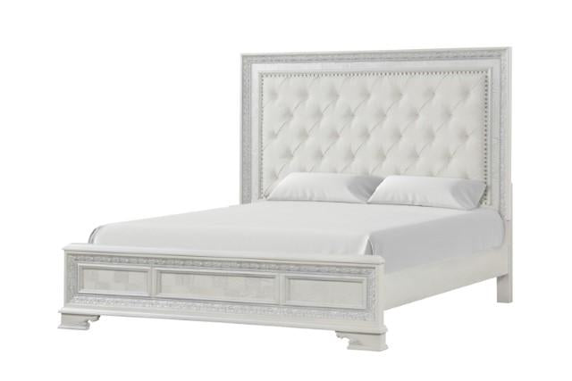 Stella Mia E.King & Queen Bed White & White - Dream Home Furniture & Mattress (Waite Park, MN)