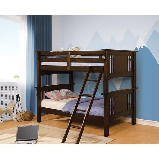 Spring Creek Dark Walnut Twin/Twin Bunk Bed - Dream Home Furniture & Mattress (Waite Park, MN)