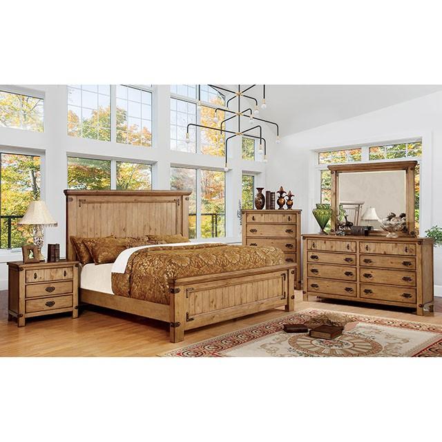 PIONEER Weathered Elm Cal.King, E.KIng, & Queen Bed - Dream Home Furniture & Mattress (Waite Park, MN)