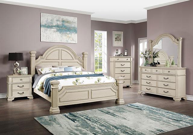Pamphilos 4 & 5 Piece Queen Bedroom Set Gray & White - Dream Home Furniture & Mattress (Waite Park, MN)