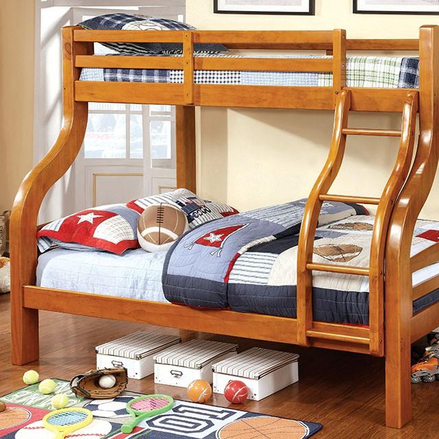 SOLPINE Gray & Oak Twin/Full Bunk Bed - Dream Home Furniture & Mattress (Waite Park, MN)