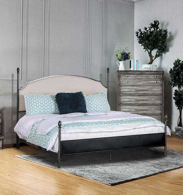 SINEAD Gun Metal/Beige Twin Bed - Dream Home Furniture & Mattress (Waite Park, MN)
