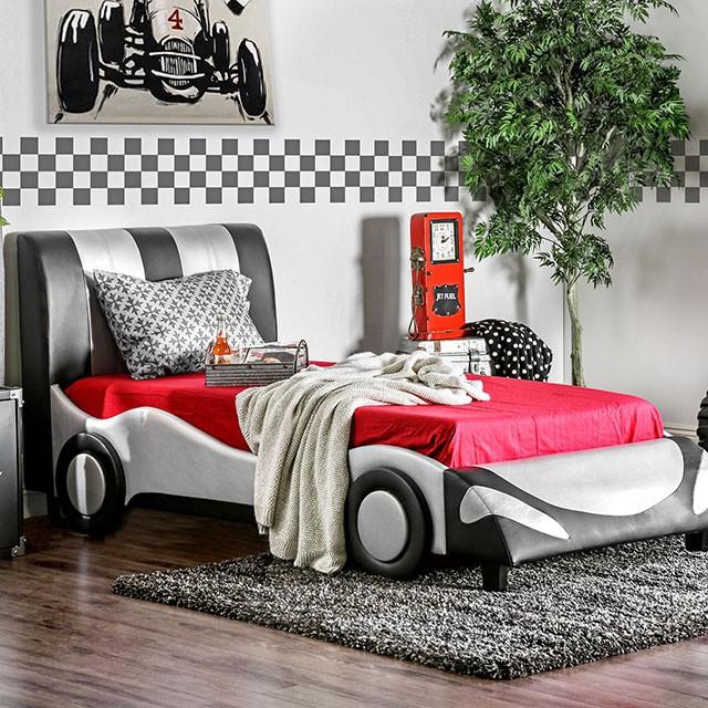 SUPER RACER Silver/Black Full & Twin Bed - Dream Home Furniture & Mattress (Waite Park, MN)