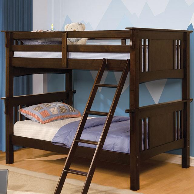 Spring Creek Dark Walnut Twin/Twin Bunk Bed - Dream Home Furniture & Mattress (Waite Park, MN)