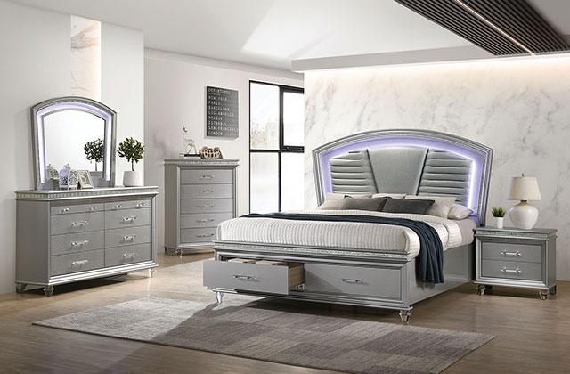 MADDIE Night Stand, Silver - Dream Home Furniture & Mattress (Waite Park, MN)
