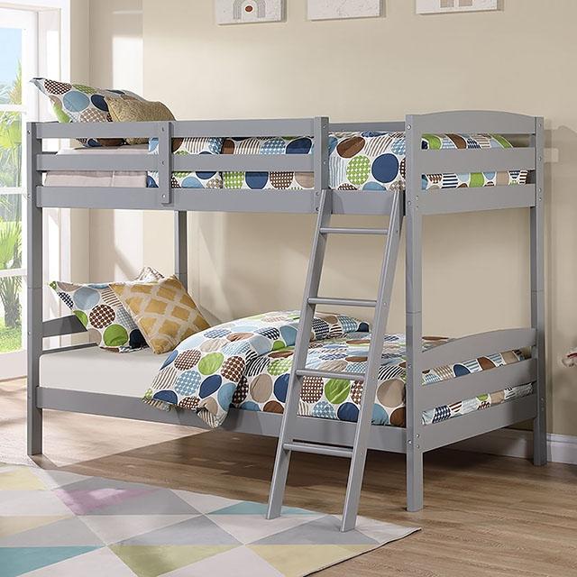Candice Twin/Twin Bunk Bed White & Gray
