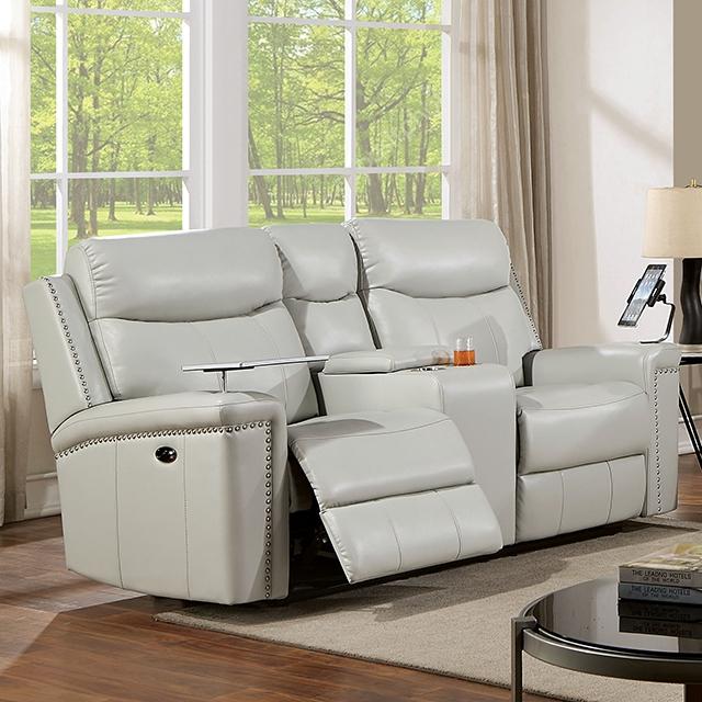 FLORINE Power Loveseat, Light Gray - Dream Home Furniture & Mattress (Waite Park, MN)