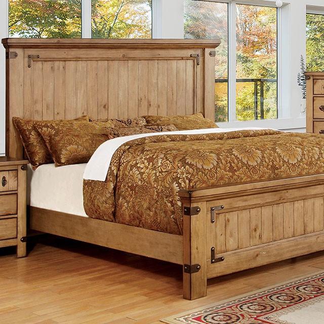 PIONEER Weathered Elm Cal.King, E.KIng, & Queen Bed - Dream Home Furniture & Mattress (Waite Park, MN)