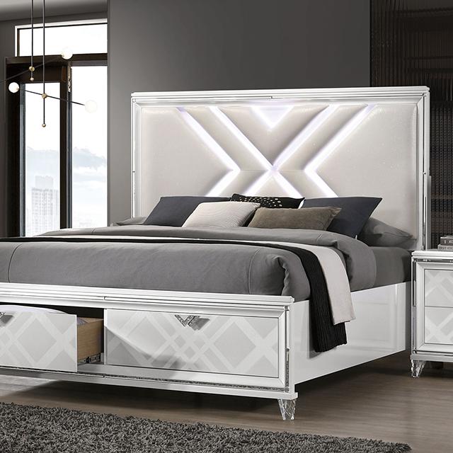 Emmeline 4 & 5 Piece Queen Bedroom Set Gray & White - Dream Home Furniture & Mattress (Waite Park, MN)