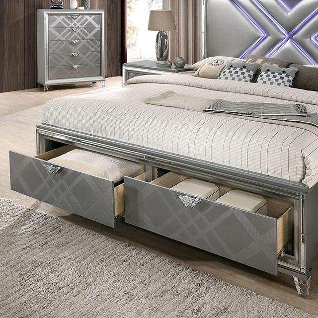 Emmeline 4 & 5 Piece Queen Bedroom Set Gray & White - Dream Home Furniture & Mattress (Waite Park, MN)