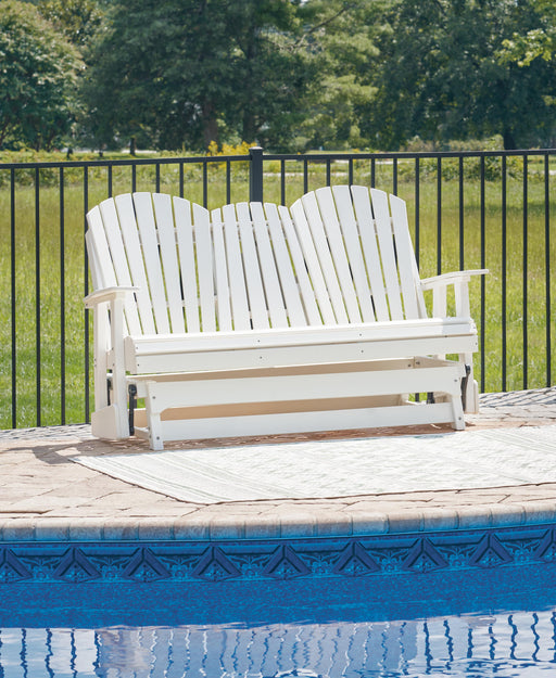 Hyland wave Outdoor Glider Loveseat - Dream Home Furniture & Mattress (Waite Park, MN)