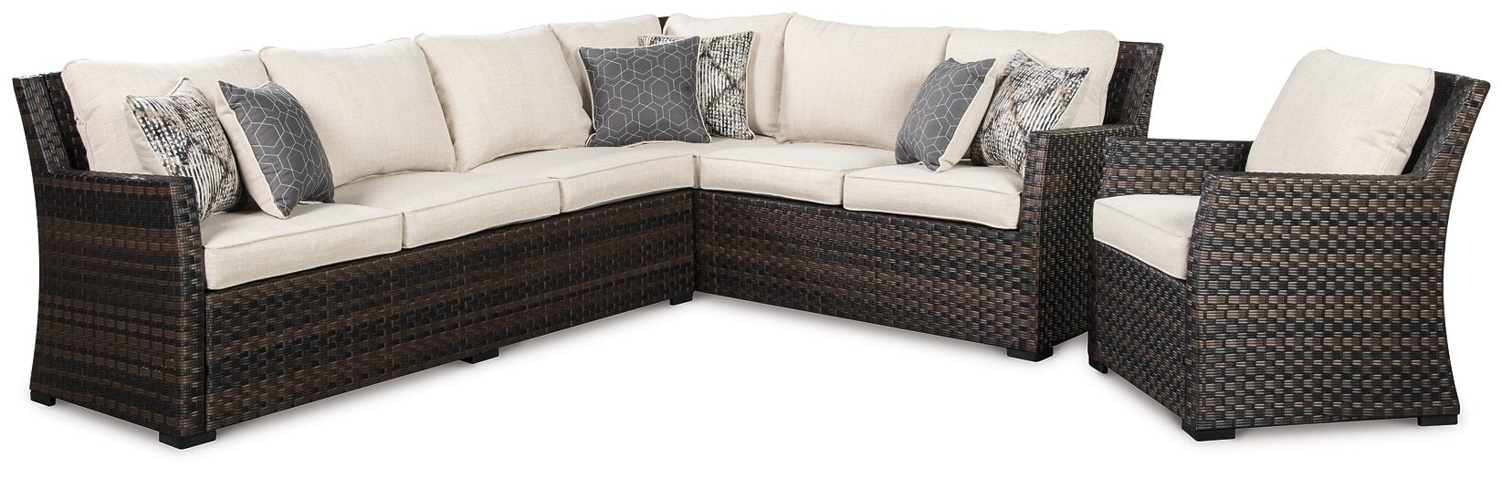 Easy Isle Easy Isle Nuvella 3 Piece Sectional with Coffee Table and 2 Lounge Chairs