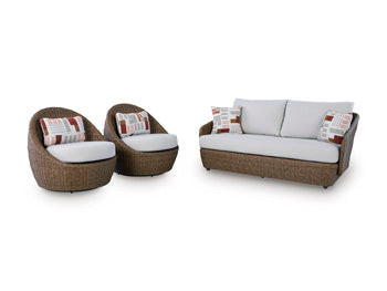 Double Point Outdoor Loveseat/2 Swivel Chairs (Set of 3) - Dream Home Furniture & Mattress (Waite Park, MN)