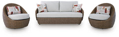 Double Point Outdoor Loveseat/2 Swivel Chairs (Set of 3) - Dream Home Furniture & Mattress (Waite Park, MN)