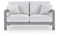 Hurley Park Outdoor Loveseat with Cushion - Dream Home Furniture & Mattress (Waite Park, MN)