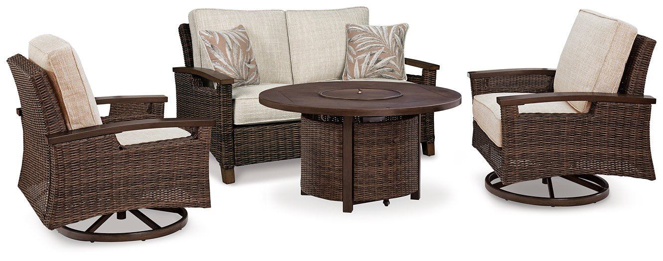 Paradise Trail Outdoor Loveseat, Lounge Chairs and Fire Pit Table - Dream Home Furniture & Mattress (Waite Park, MN)
