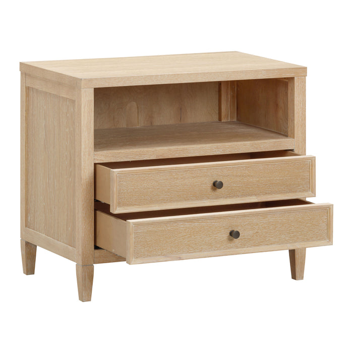 Bristol Park 30" Whitewashed Oak Wood 2-Drawer Nightstand - Dream Home Furniture & Mattress (Waite Park, MN)