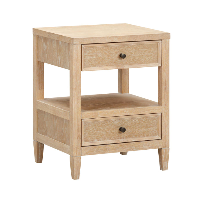 Bristol Park 20" Whitewashed Oak Wood 2-Drawer Nightstand - Dream Home Furniture & Mattress (Waite Park, MN)
